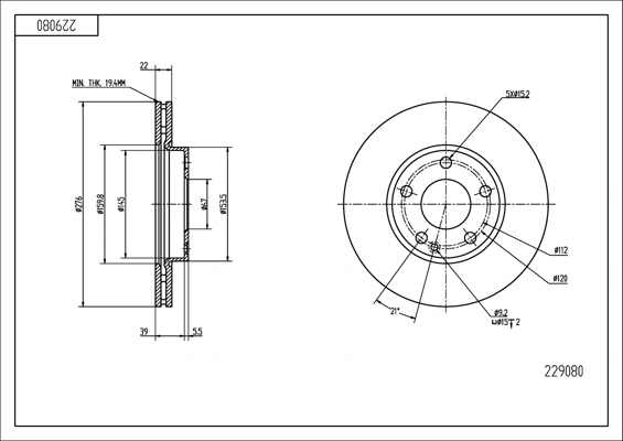 Brake Disc - 229 080 HART