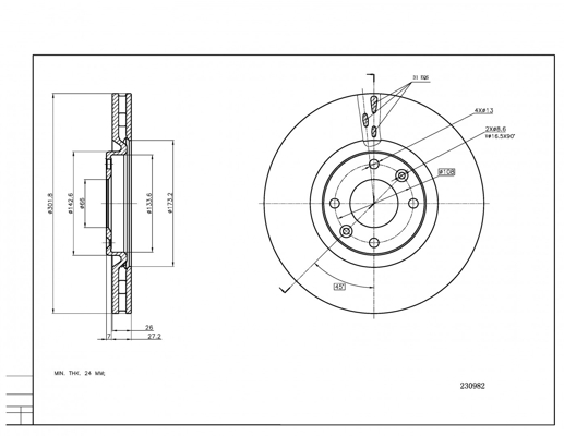 Brake Disc - 230 982 HART