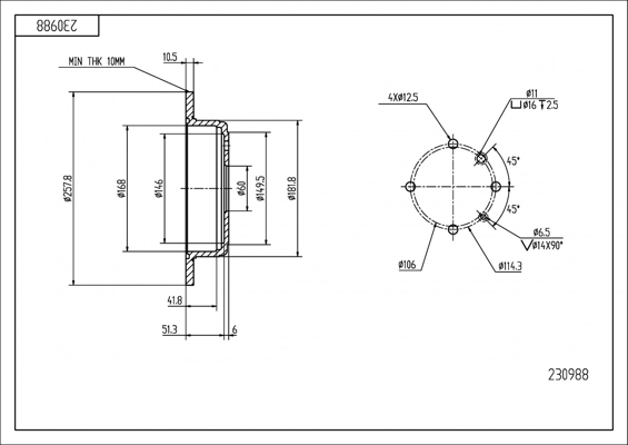 Brake Disc - 230 988 HART
