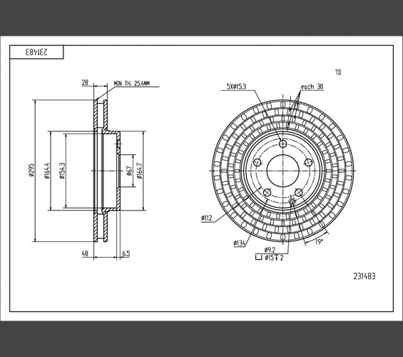 Brake Disc - 231 483 HART