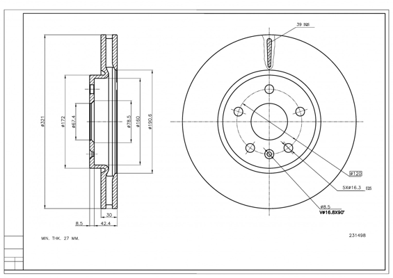 Brake Disc - 231 498 HART