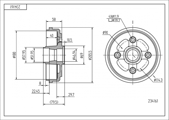 Brake Drum - 234 161 HART