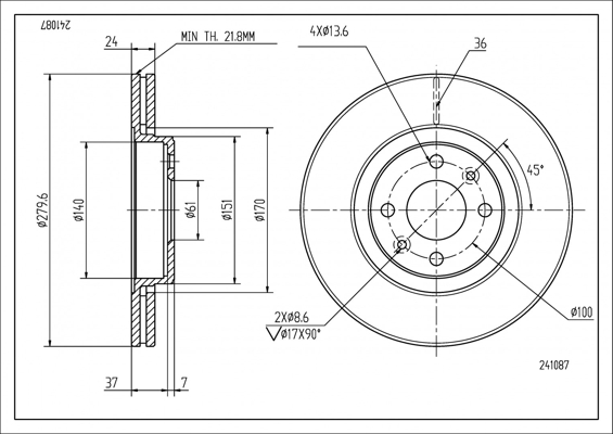Brake Disc - 241 087 HART