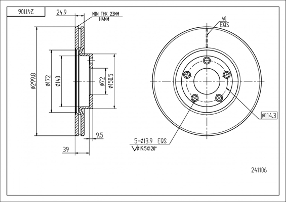 Brake Disc - 241 106 HART