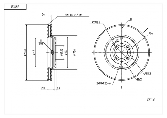Brake Disc - 241 121 HART