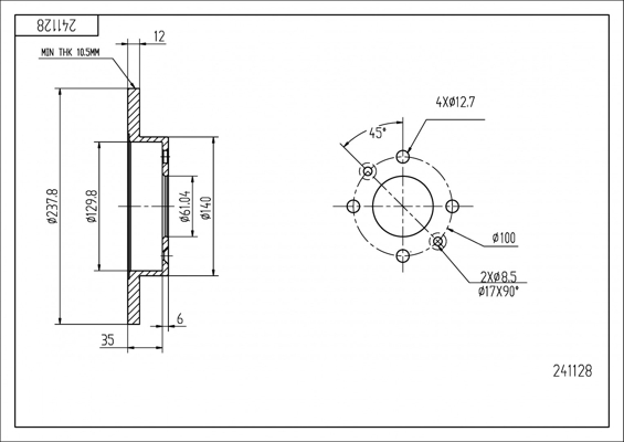 Brake Disc - 241 128 HART