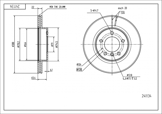 Brake Disc - 241 134 HART