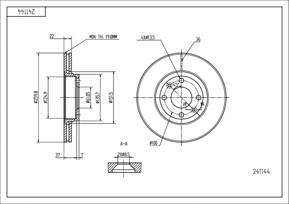 Brake Disc - 241 144 HART
