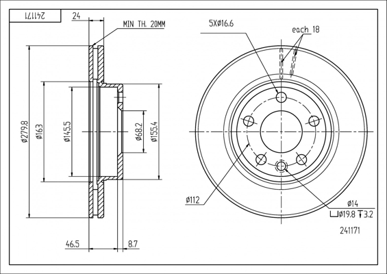 Brake Disc - 241 171 HART
