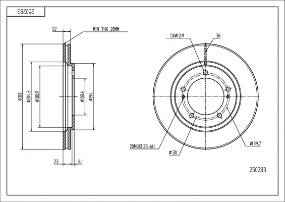 Brake Disc - 250 283 HART