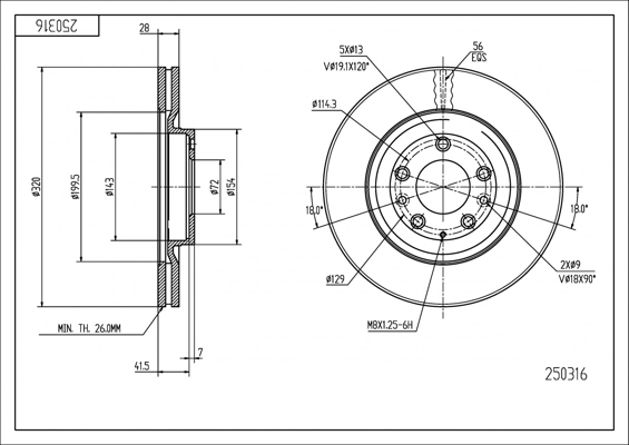 Brake Disc - 250 316 HART