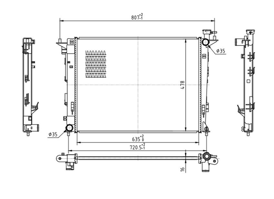 Radiator, engine cooling - 637 141 HART