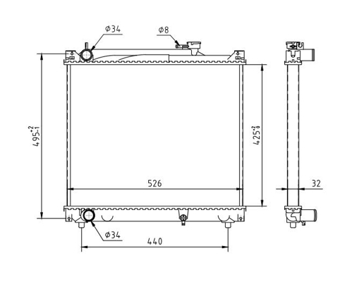 Radiator, engine cooling - 637 146 HART