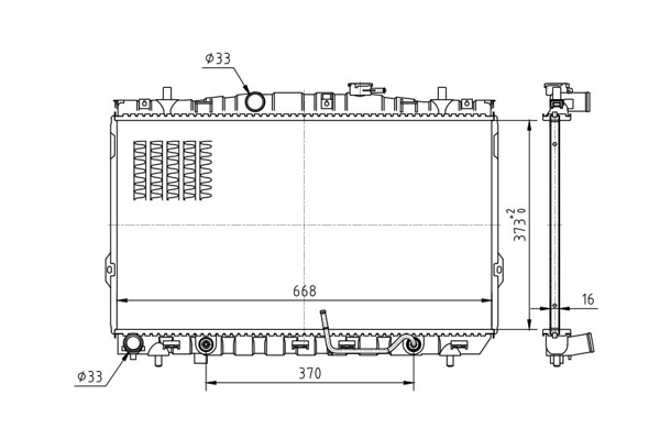 Radiator, engine cooling - 637 150 HART