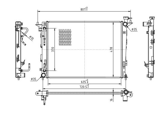 Radiator, engine cooling - 637 158 HART