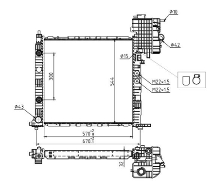 Radiator, engine cooling - 637 191 HART
