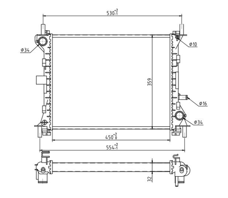 Radiator, engine cooling - 637 192 HART