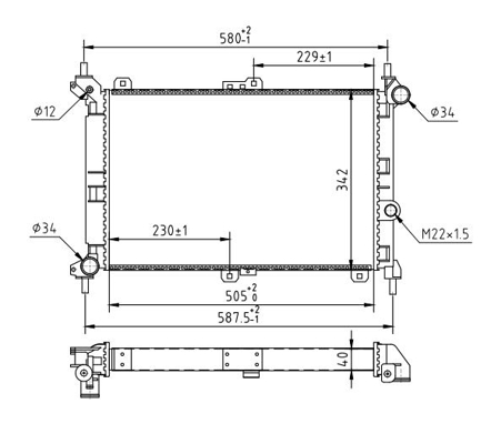 Radiator, engine cooling - 637 198 HART