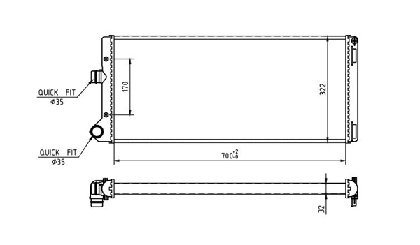 Radiator, engine cooling - 637 224 HART