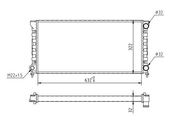 Radiator, engine cooling - 600 111 HART