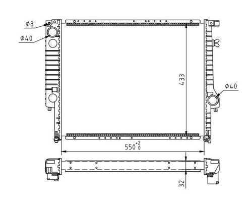 Radiator, engine cooling - 600 191 HART