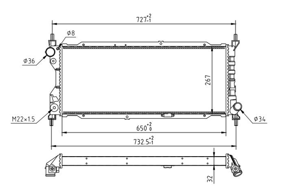 Radiator, engine cooling - 600 267 HART