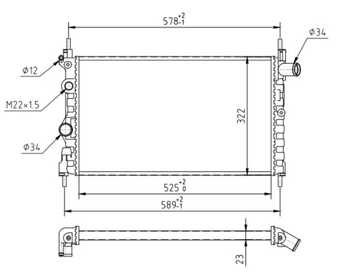 Radiator, engine cooling - 600 475 HART