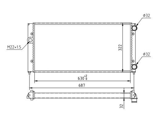 Radiator, engine cooling - 600 519 HART
