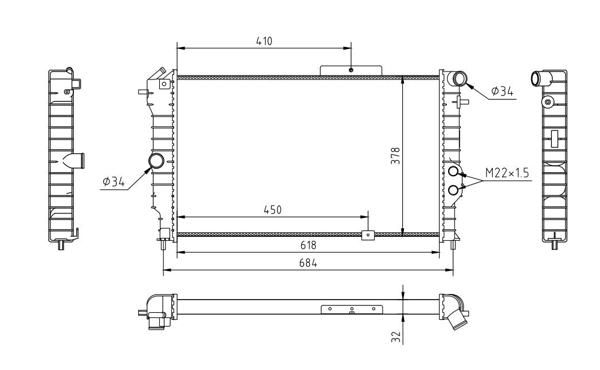 Radiator, engine cooling - 600 948 HART