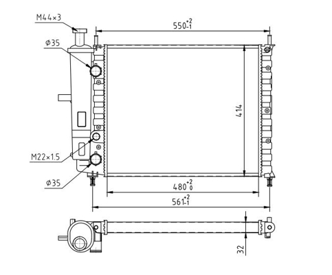 Radiator, engine cooling - 601 386 HART