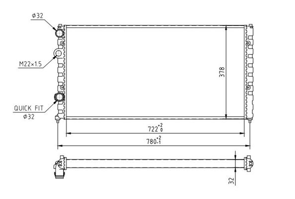 Radiator, engine cooling - 601 435 HART
