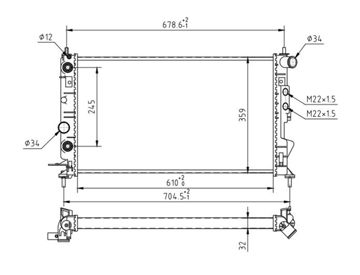 Radiator, engine cooling - 602 079 HART