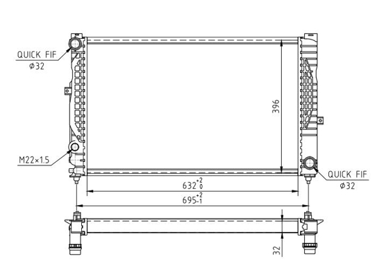 Radiator, engine cooling - 602 083 HART