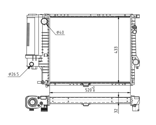 Radiator, engine cooling - 602 084 HART