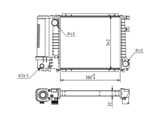 Radiator, engine cooling - 602 087 HART