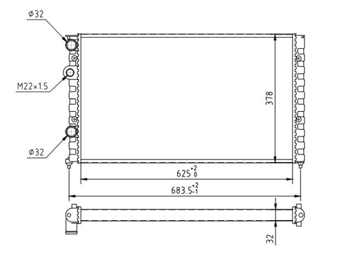 Radiator, engine cooling - 602 109 HART