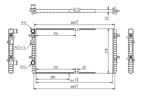 Radiator, engine cooling - 602 132 HART