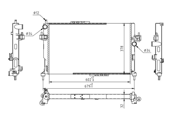 Radiator, engine cooling - 602 184 HART