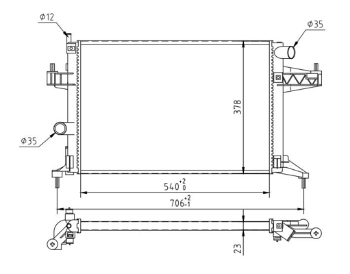 Radiator, engine cooling - 603 081 HART