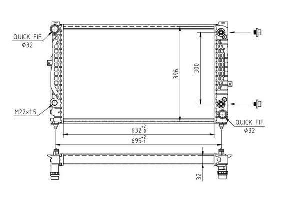Radiator, engine cooling - 603 085 HART