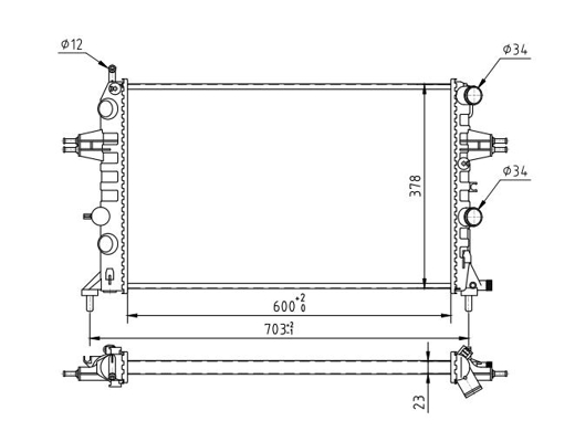 Radiator, engine cooling - 603 193 HART