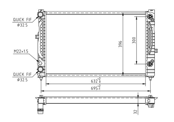 Radiator, engine cooling - 603 198 HART