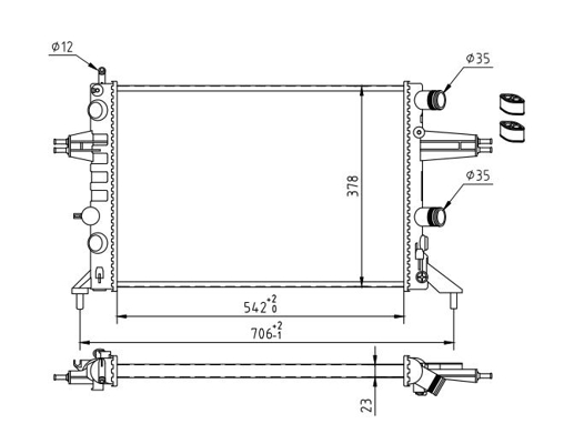 Radiator, engine cooling - 604 130 HART