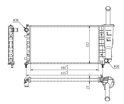 Radiator, engine cooling - 605 903 HART