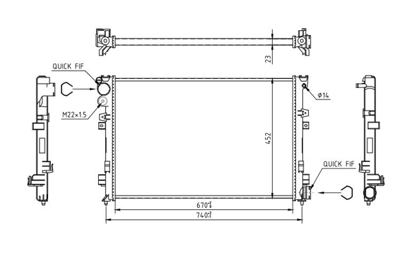 Radiator, engine cooling - 605 935 HART