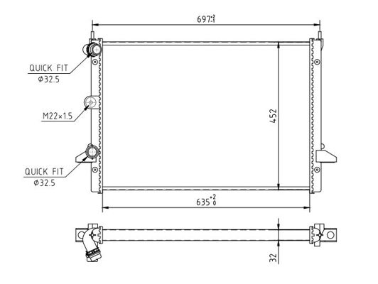 Radiator, engine cooling - 605 975 HART