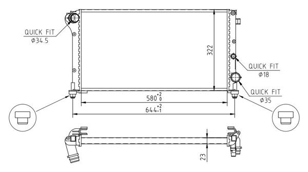 Radiator, engine cooling - 605 983 HART