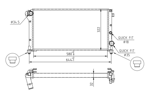 Radiator, engine cooling - 605 984 HART
