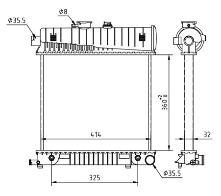 Radiator, engine cooling - 605 987 HART