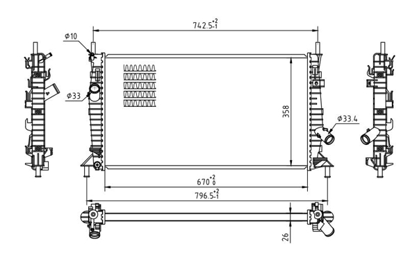 Radiator, engine cooling - 606 831 HART